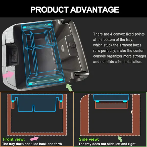 Vista 7 de PIMCAR Organizador de consola central para Chevy Silverado 1500/GMC Sierra 1500 2019-2022 y Silverado/Sierra 2500HD/3500HD 2020-2023 Solo asientos