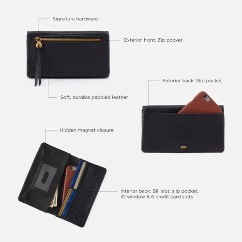 Vista 4 de HOBO Lumen Continental - Cartera de piel plegable para mujer, cierre a presión