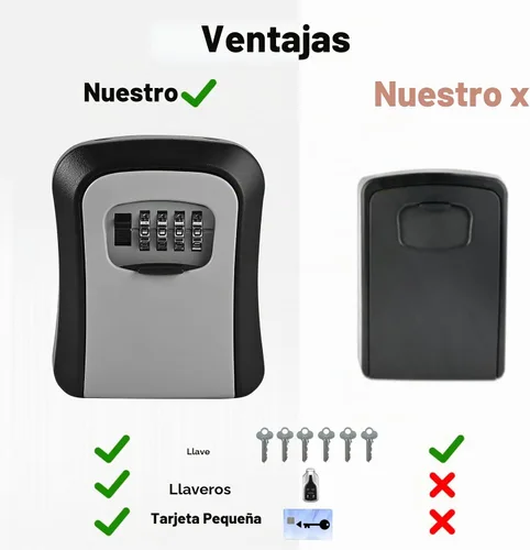 Vista 4 de L Caja de cerradura grande con llave, 4.5"x3.7"x1.5" impermeable Kirsite Lockbox Caja de bloqueo de combinación para llaves al aire libre, caja