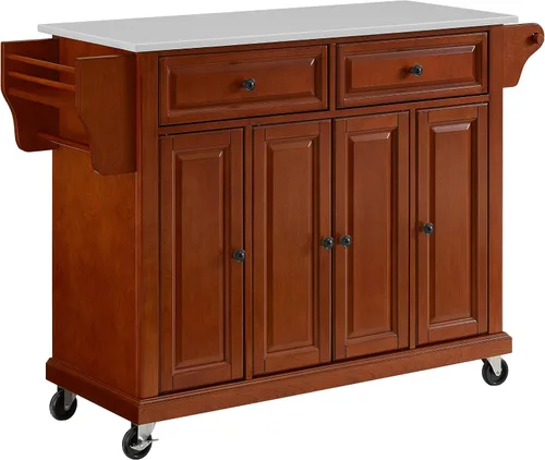 Vista 14 de Crosley Furniture isla de cocina con ruedas, Madera, Negro