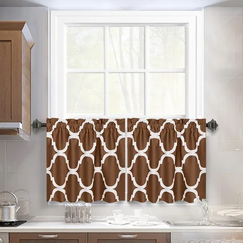 Vista 41 de Melodieux - Cortinas de bolsillo de moda marroquí para cocina, cafetería o baño, pequeñas ventanas