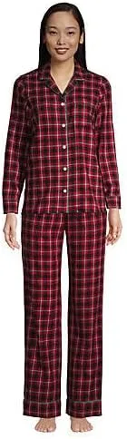 Vista 4 de Lands End Pantalones de pijama de franela con estampado para mujer