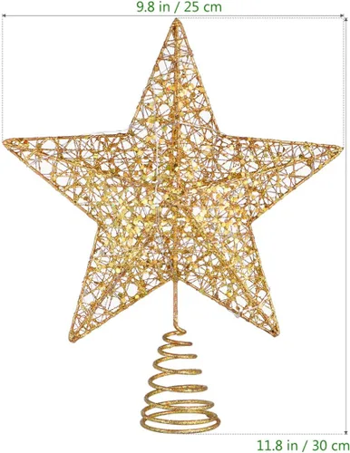 Vista 4 de STOBOK Adorno de estrella para árbol de Navidad con luces, dorado (Oro 1)