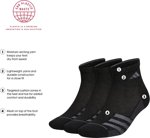Vista 2 de adidas Calcetines Superlite Stripe de 3 cuartos para hombre 3 pares