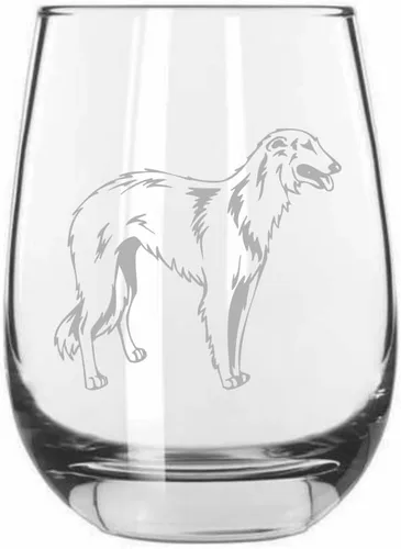 Vista 276 de Shar Pei (chino) - Vaso de vino sin tallo grabado para perro, 15.25 onzas