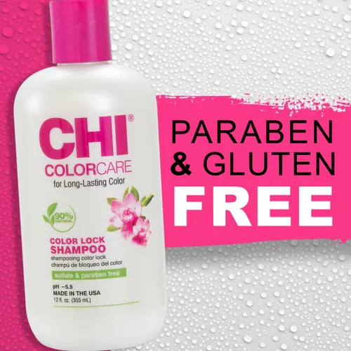 Vista 6 de CHI ColorCare - Champú Color Lock, bloquea el color y repone la humedad para cabello teñido sin sulfatos, parabenos y crueldad, 12 onzas