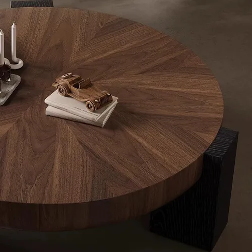 Vista 7 de LITFAD - Juego de mesa de centro redonda anidable, mesa central circular de madera