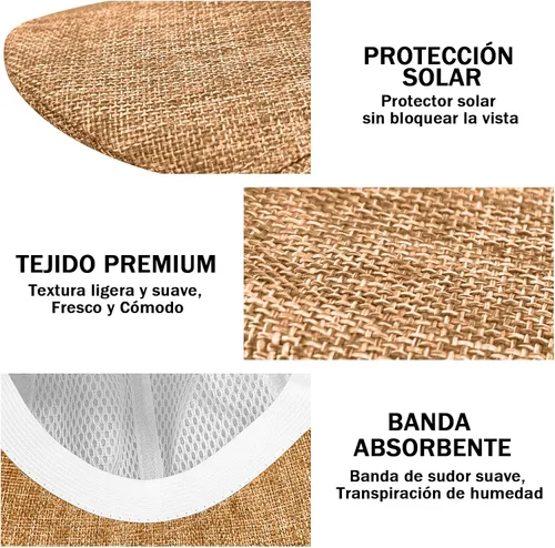 Vista 3 de meioro Gorra plana de verano para hombre, tejido de paja de lino, de algodón, transpirable, Gatsby Irish Cabbie Ivy Cap Caqui