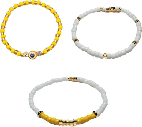 Vista 5 de Juego de 3 pulseras de cuerda elástica de santería de ojo malvado hechas a mano Obatala Oshun Yemaya Orula Elegua Oya Ogun Ochosi Shango Babalu Aye