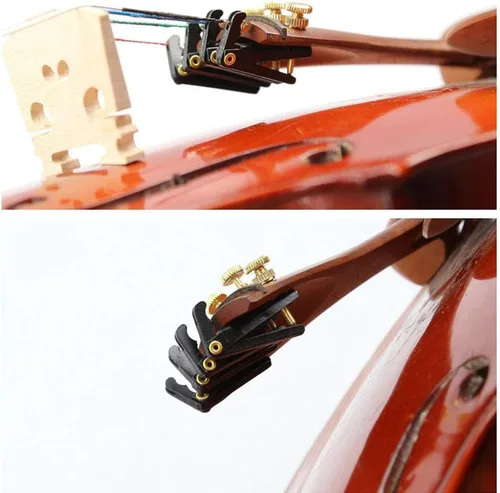 Vista 2 de Jiayouy 4 piezas de afinadores finos para violín 3/4-4/4 ajustador de cuerda afinador fino piezas de violín negro