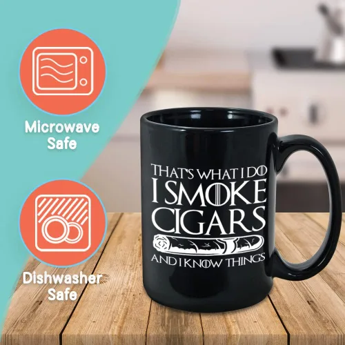 Vista 2 de Taza de cigarrillos con texto en inglés "That's What I Do I Smoke Cigars", taza de cigarrillos de 15 onzas, decoración de regalo para hombre, padre