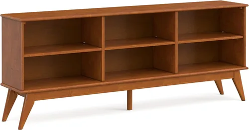 Vista 15 de SIMPLIHOME Draper - Estantería de madera maciza de 64 pulgadas de alto Rubio