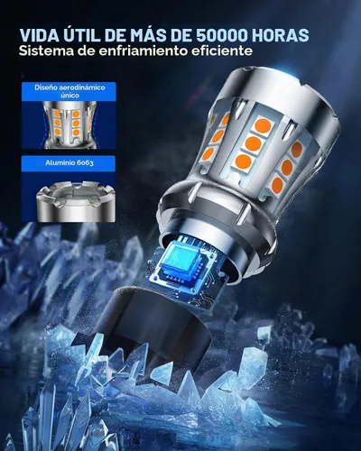 Vista 6 de Marsauto Bombilla LED de señal de giro, 3157 LED ámbar para reemplazo de luz de señal de giro delantera/trasera, con espejo convexo a reflector