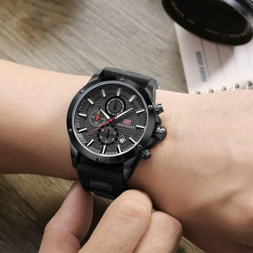Vista 6 de KXAITO Relojes para hombre, reloj cronógrafo deportivo militar, resistente al agua, correa de cuero de silicona luminosa, relojes casuales