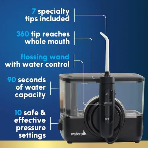 Vista 2 de Waterpik ION - Irrigador dental profesional, recargable y portátil para dientes, encías, aparatos ortopédicos, 10 ajustes, 7 puntas de irrigación