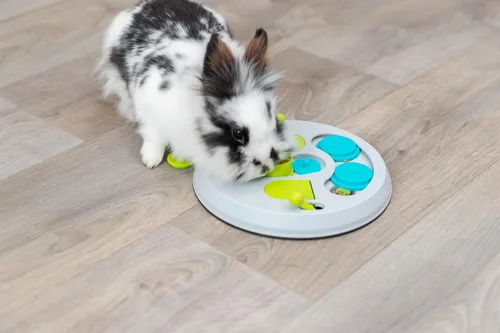 Vista 2 de TRIXIE Hide N Slide Rabbit Activity - Juguete interactivo de animales pequeños para estimulación mental, enriquecimiento, escondite y búsqueda