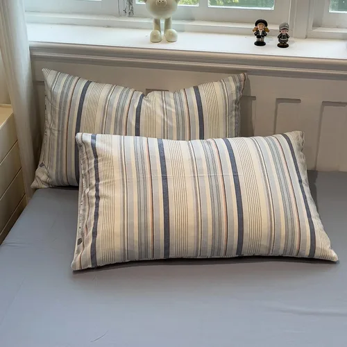 Vista 151 de mixinni Juego de funda de edredón vintage a rayas, tamaño twin, juego de ropa de cama de 3 piezas, 100% algodón lavado, suave y transpirable, funda