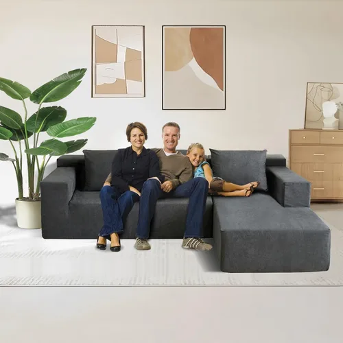 Vista 7 de Nigoone Sofá modular modular de 103 pulgadas para sala de estar, sofá sin hueso en forma de L con diván, sofá de nube moderno minimalista, asientos