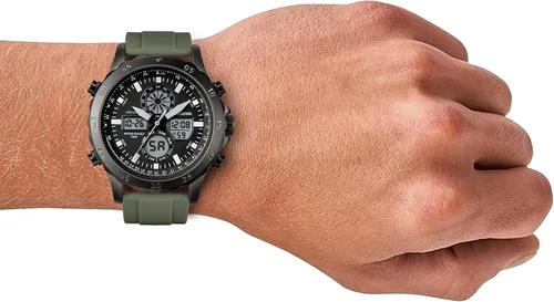 Vista 5 de PINDOWS Reloj para Hombres, Impermeable Esfera Grande Analógico Digital Deportivo Multifuncional Retroiluminación LED Relojes de Pulsera de Moda