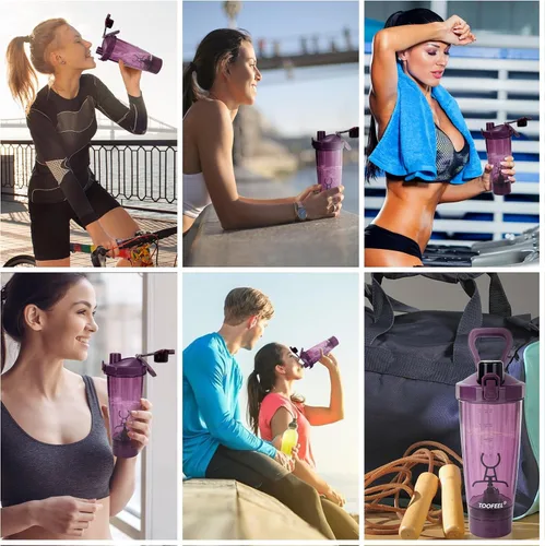 Vista 7 de TOOFEEL Botella mezcladora eléctrica de proteínas, 20 onzas, recargable por USB, para batidos de proteínas, botella mezcladora automática