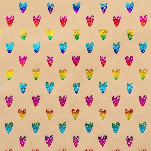 Vista 2 de RUSPEPA Rollo de papel de regalo de corazón para niñas, mini rollo, papel de estraza de papel de estraza con patrones de corazón dibujado a mano
