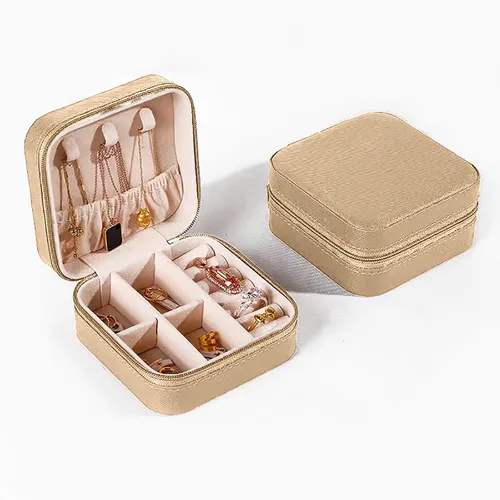 Vista 5 de Jemjosh Joyero pequeño de viaje, mini joyero portátil de cuero, organizador de anillos, estuche organizador de anillos, cajas de regalo para niñas