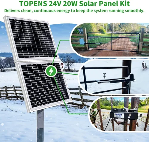 Vista 2 de TOPENS TSQ20W Panel solar monocristalino de 20 vatios y 24 V, kit de panel solar para abridor de puerta, barco, yate, RV, caravana, coche de golf