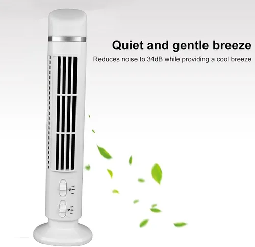 Vista 6 de Ventilador de torre sin aspas, oscilante de 90 grados, silencioso ventilador de escritorio USB, ventilador de enfriamiento eléctrico silencioso