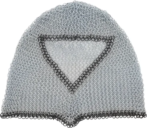 Vista 7 de Armory Replicas Medieval Chainmail Coif Armor, Mild Steel, 18.75 Inches Silver