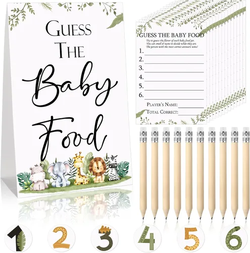 Vista 12 de Jutom Juego de 67 piezas para baby shower, Boho Guess The Baby Food Game
