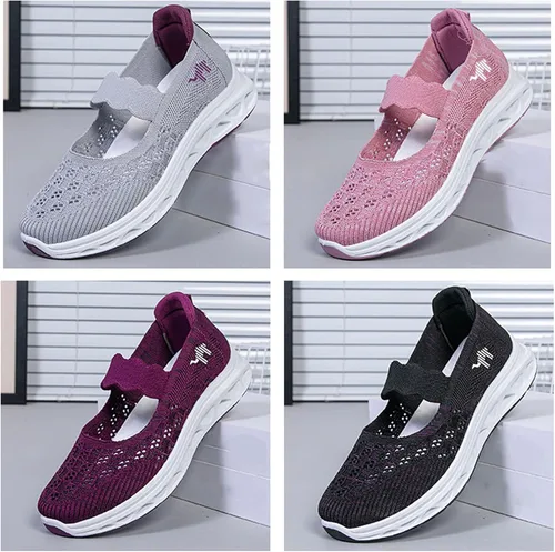 Vista 6 de Zapatos ortopédicos Mary Jane para mujer, malla transpirable, ligeros, suela suave, zapatos para diabéticos, zapatos de enfermera, zapatos