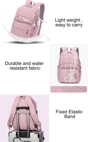 Vista 6 de JiaYou Mochila Casual para Adolescentes, Niñas, Mochila para la Escuela Secundaria, Mochila Diaria, para Mujeres, Bolsa de Viaje para Portátil, 1#