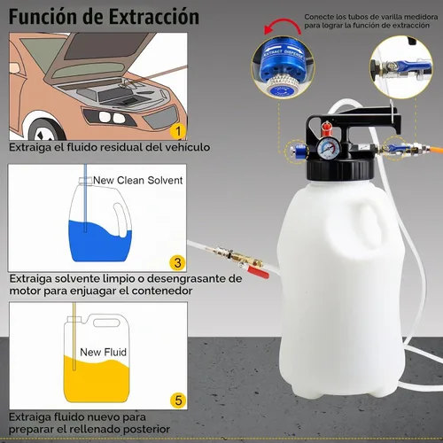Vista 5 de YSTOOL Juego de dispensador extractor de fluido neumático 10L ATF Kit de herramientas de recarga para cambio de aceite en transmisión del motor
