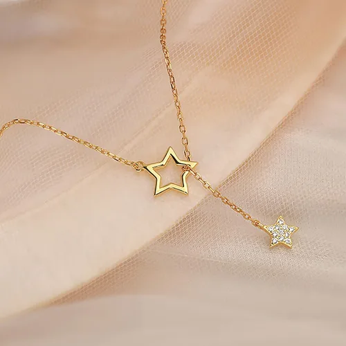 Vista 5 de Daitny - Collar de perlas para mujer, collar largo multicapa, collar de estrella a la moda, collar con dije de cadena de clavícula, joyería