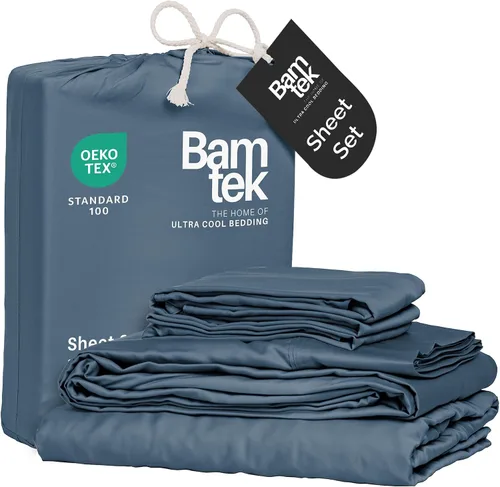 Vista 12 de Juego de sábanas de bambú de viscosa tamaño individual XL, 3 piezas, extra largas, ropa de cama refrescante para personas que duermen con calor