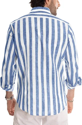 Vista 3 de JMIERR Camisas de vestir de algodón con botones y estilo casual para hombre