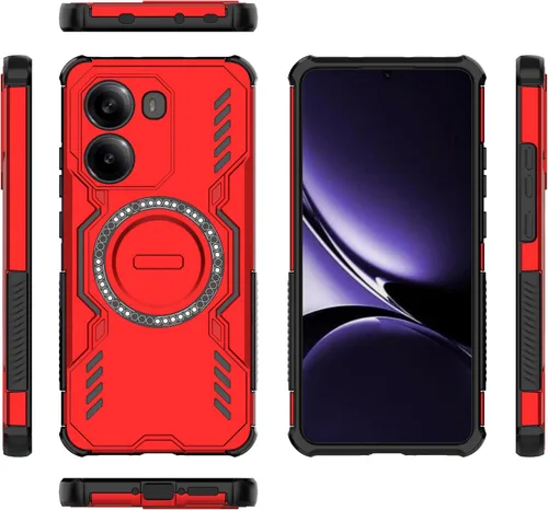 Vista 129 de Funda compatible con Motorola Edge 50, compatible con carga inalámbrica MagSafe [PC + TPU] 2 en 1 funda magnética protectora anticaída para Rojo