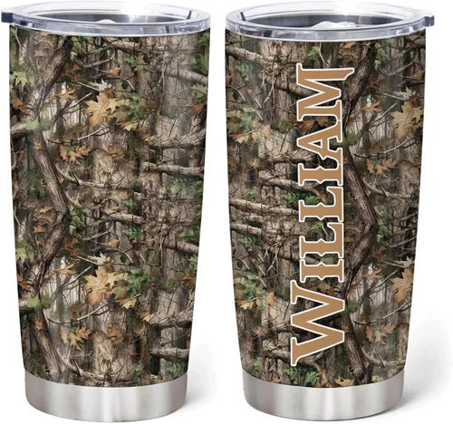 Vista 14 de Hyturtle Regalos de Caza Personalizados Para Hombres - Vaso Térmico de Caza de Ciervos con Camuflaje de 20 Oz para Café de Viaje de Acero Inoxidable