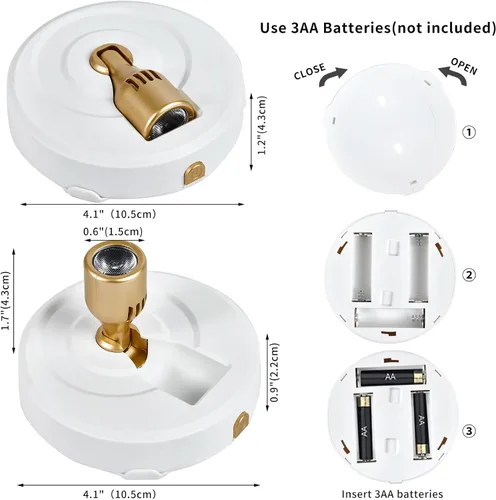 Vista 5 de Foco inalámbrico a pilas con control remoto, paquete de 2 luces para debajo del armario con función de temporizador para debajo del mostrador