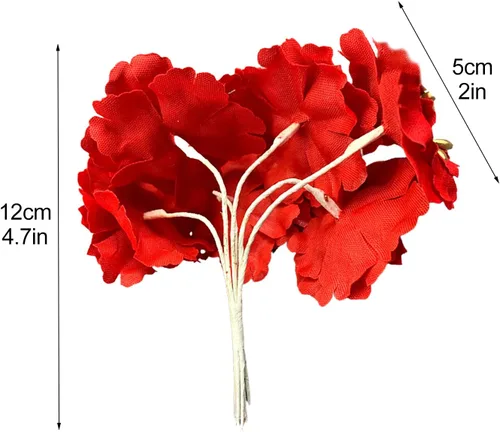 Vista 3 de Wnvivi 120 flores de Pascua de Navidad, 4.7 pulgadas, flor de pascua roja de 4.7 pulgadas, adornos de árbol de Navidad, adornos de flores de pascua