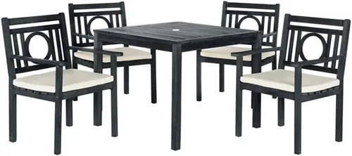 Vista 4 de SAFAVIEH Outdoor Living Collection Montclair - Juego de comedor de 5 piezas Gris ceniza/beige