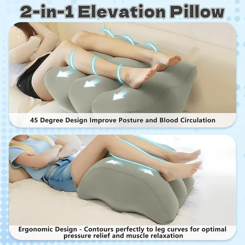Vista 6 de Inmoredo Almohada inflable de elevación de piernas después de la cirugía, almohadas elevadoras de piernas de cuña para recuperación de lesiones