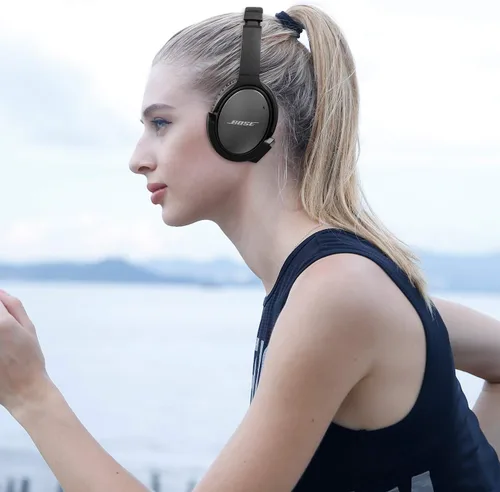 Vista 8 de Adaptador Bluetooth inalámbrico aptX mejorado para auriculares Bose QuietComfort 25 QC 25 con micrófono/control de volumen, negro