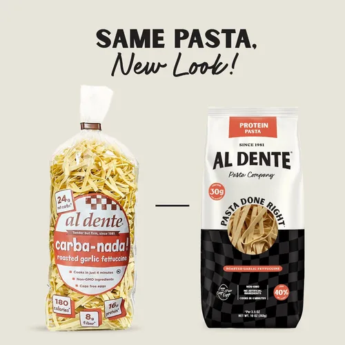 Vista 3 de Al Dente Carba-Nada Fettuccine de ajo asado, bajo en carbohidratos, alto en proteínas, apto para dieta cetogénica y de puntos, fideos de pasta