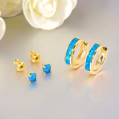 Vista 161 de CiNily Aretes Huggie de ópalo con bisagras, chapados en oro, hipoalergénicos, pequeños aretes de aro para mujeres, adolescentes, niñas, hombres