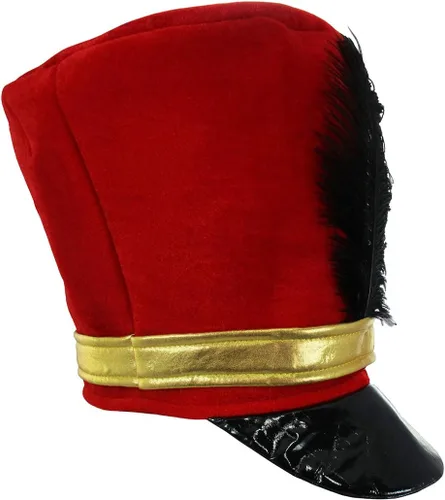 Vista 6 de Disfraz de sombrero de soldado de banda mayor o de juguete, rojo y negro, talla única