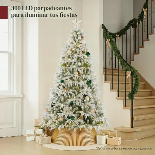 Vista 4 de Best Choice Products - Árbol de Navidad artificial de cedro y ciprés flocado, preiluminado con luces parpadeantes, de 6 pies, decoración festiva
