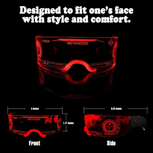 Vista 3 de Oybete Gafas de fiesta LED iluminadas, gafas de visera LED para niños y adultos, gafas luminosas electrónicas futuristas, 7 colores, 4 modos