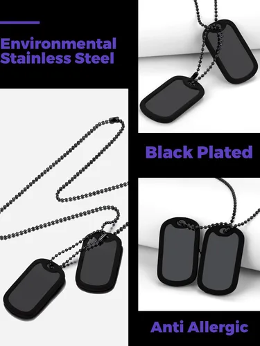 Vista 7 de Richsteel - Placa de identificación estilo Hip Hop militar para collar, fibra de carbón, colgante de bibliabala, para mujeres y hombres joya