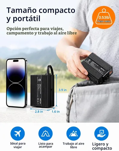 Vista 4 de Bestek Adaptador de encendedor de cigarrillos del inversor de corriente del Negro